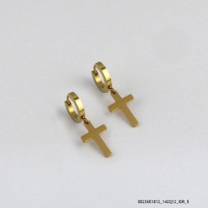 Cross Dangling Hoops Earring