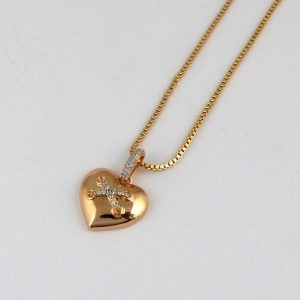 2 Colour Cross Heart Necklace