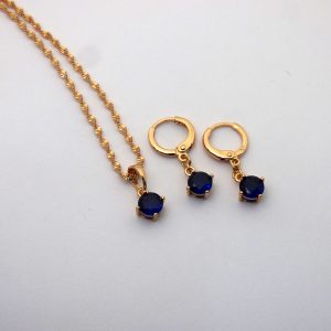 Synthetic Sapphire Pendant Sets - Chain Included