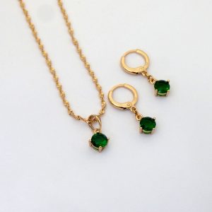 Synthetic Emeral Pendant Sets - Chain Included