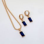 Synthetic Sapphire Pendant Sets  - Chain Included