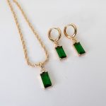Syntheric Emerald Pendant Sets  - Chain Included