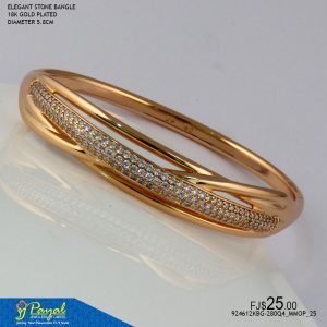 ELEGANT STONE BANGLE 18KGP