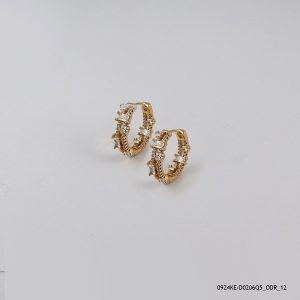 Stone Hoops 18K Gold Plated