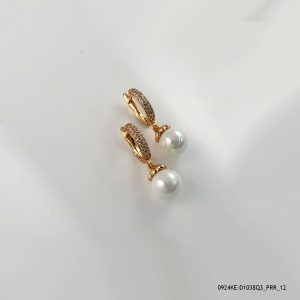 Syn Pearl Stone Hoops 18K Gold Plated