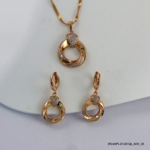 Stone Pendant Set 18K Gold Plated