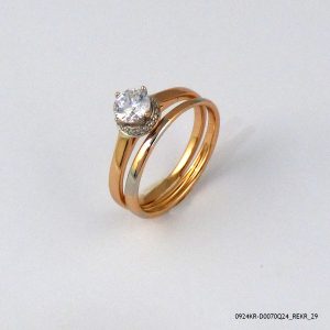 2PC 18KGP Stone Ring