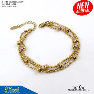 3 Liner Beaded 14KGP Bracelet
