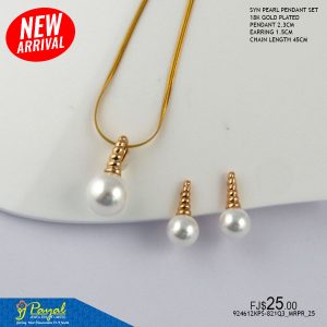 SYN PEARL PENDANT SET 18KGP
