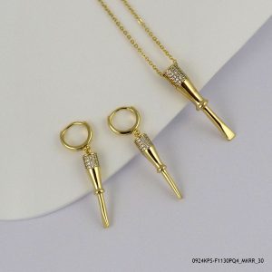 14K Gold Plated Stone Set