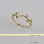 Syn Pearl G/P Leaf Ring Free Size