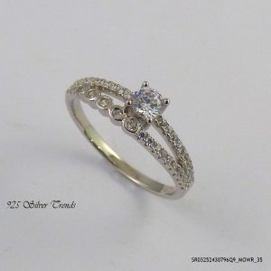 2 in 1 Crystal Silver Ring US6