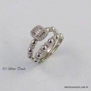 Elegant 2pc Silver Ring US7