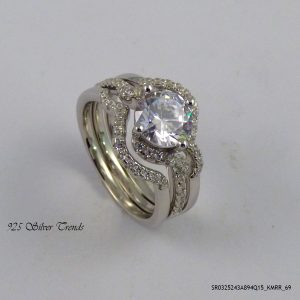 Elegant 3pc Silver Ring US7