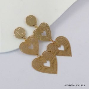 18KGP 2 STEP HEART EARRINGS