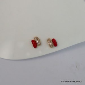 18KGP RED CORAL COLOR EARRINGS