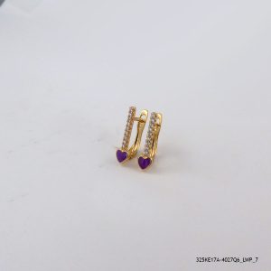 18KGP PURPLE HEART CRYSTAL HOOPS