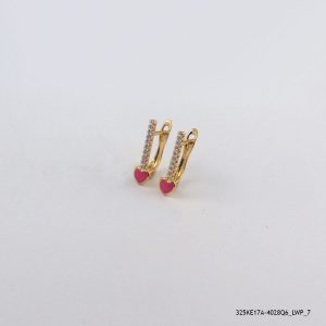 18KGP CORAL HEART CRYSTAL HOOPS