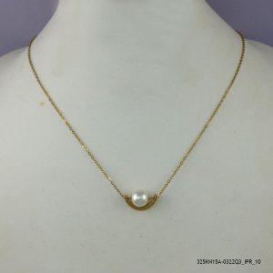 SYN PEARLS 14KGP STEEL NECKLACE