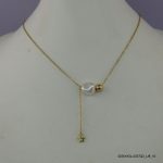 SYN PEARLS 14KGP STEEL NECKLACE