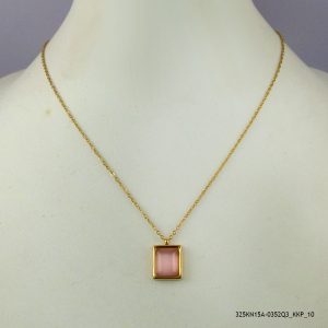 14KGP SYN CRYSTAL STEEL NECKLACE