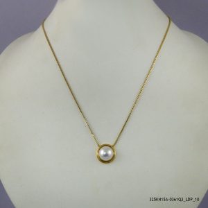 SYN PEARLS 14KGP STEEL NECKLACE