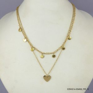 14KGP 2 LINER HEART STEEL NECKLACE