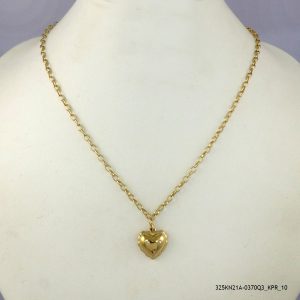 14KGP CRYSTAL HEART STEEL NECKLACE