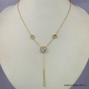 14KGP CRYSTAL STEEL NECKLACE