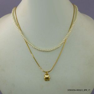 14KGP Syn Pearl 2Liner Necklace