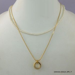 14KGP Syn Pearl 2Liner Necklace