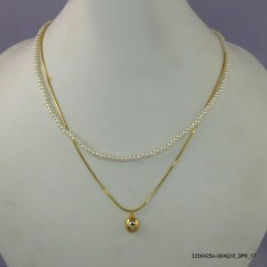 14KGP Syn Pearl 2Liner Necklace