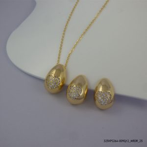 18KGP Elegant Crystal HeartSet