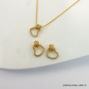 18KGP Elegant Crystal Heart Set