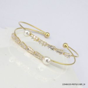 14KGP SYN PEARL CRYSTAL BANGLE
