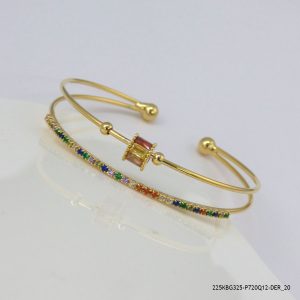 14KGP 2 LINER CHARMS CRYSTAL BANGLE