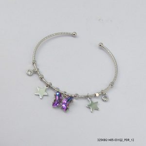 SILVER PLATED BUTTERFLY SYN CRYSTAL KBG