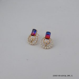 18KGP 3 COLOR CRYSTAL BEADED HOOPS