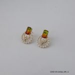 18KGP 3 COLOR CRYSTAL BEADED HOOPS