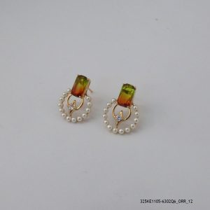 18KGP 3 COLOR CRYSTAL BEADED HOOPS