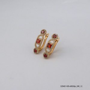 18KGP CLUSTER SYN GARNET HOOPS