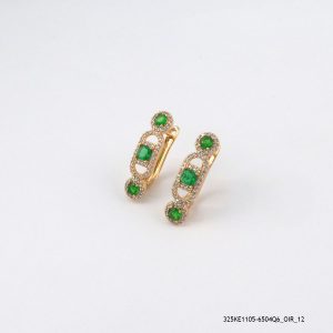 18KGP CLUSTER SYN EMERALD HOOPS