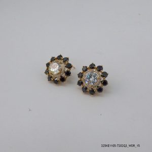 18KGP CLUSTER SAPP COLOR EARRINGS