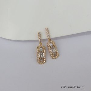 18KGP BAGUETTE CRYSTAL EARRINGS