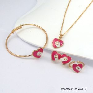 18KGP KIDS FASHION HEART ENAMEL SET