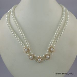 18KGP SYN PEARL BEADED CRYSTAL NECKLACE