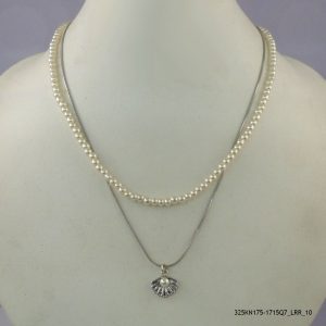 SILVER PLATED BEADED SHELL NECKLACE