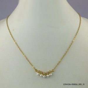 14KGP SYN PEARL CRYSTAL NECKLACE