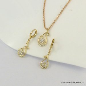 14KGP Elegant Crystal Dangling Set