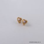 18KGP ROSE ALABASTER CRYSTAL HEART HOOPS
